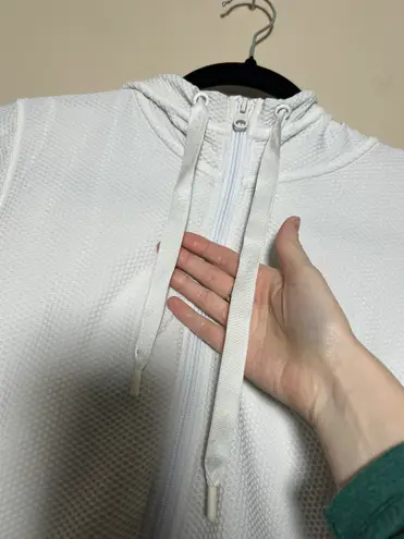 White Textured Athletic Zip Up