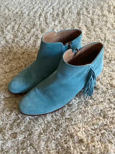 Sam Edelman Blue Suede Chunky Heel Bootie