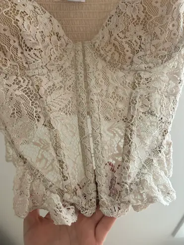 Lace Corset Top Tan Size M