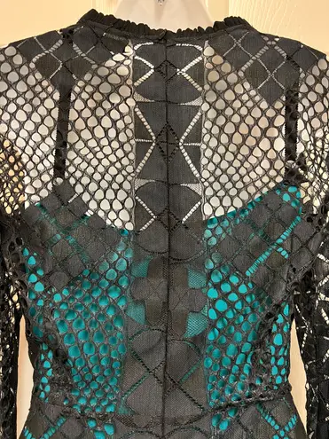 Sandro Paris Black Lace Pattern Mini Dress