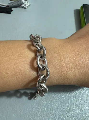 Judith Ripka 925 Sterling Silver Rolo Link Chain Bracelet