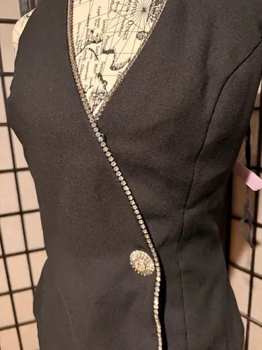 Dave & Johnny Vintage cami halter embellish crystal jewel formal evening vest Black Size 10