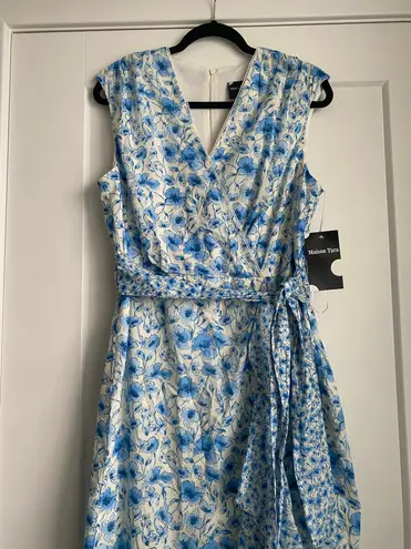 Maison Tara Sleeveless Mixed Bluebell Print Wrap Maxi Dress New Multiple Size 14