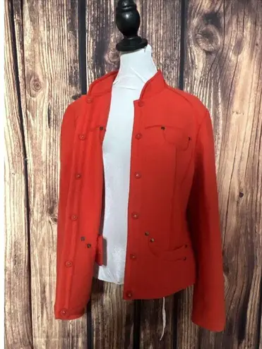 Per Se Women Wool Jacket Orange Size 14 100% Wool M L Preppy Retail $695 Career