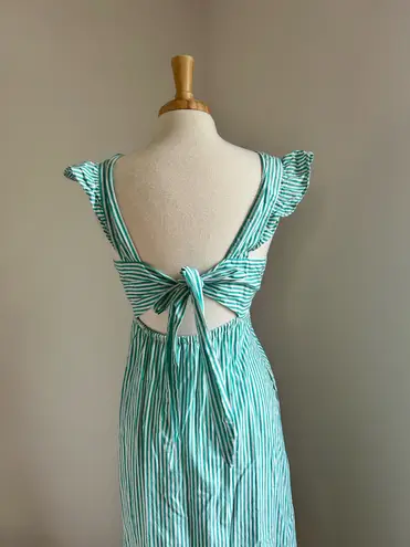 Skies Are Blue green striped maxi dress