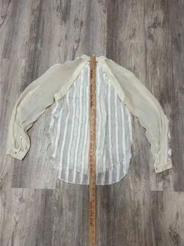 3.1 Phillip Lim Sheer Blouse Ruffle Trim Long Sleeve Top Ivory Size 2