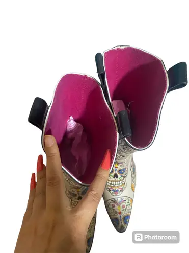 Blazin Roxx Sugar Skull Cowgirl Boots women size 8 Día de Los Muertos Talavera
