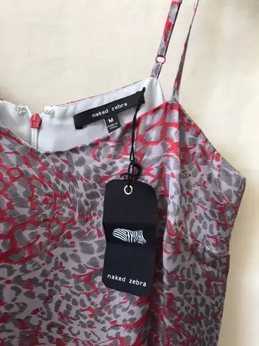 Naked Zebra Animal Print Red Satin Dress