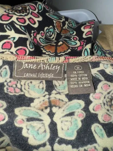 Jane Ashley Floral Butterfly Long Sleeve Cotton Top Women’s Medium Boho Artsy