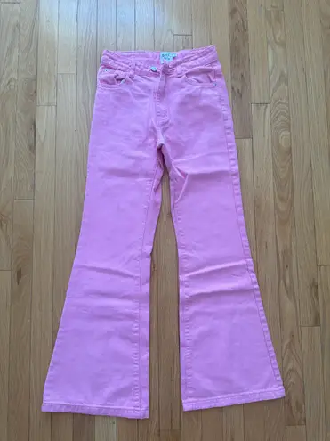 Princess Polly Pink Cascade High-Rise Flare Jeans 12