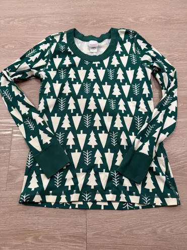 Hanna Andersson Women's Holiday Long John Pajama Top Green