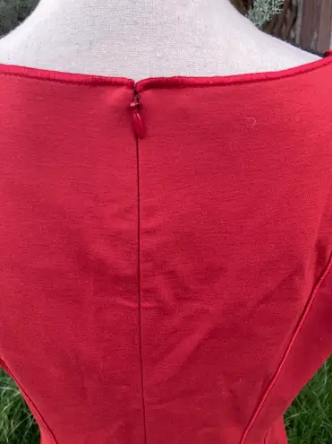 Lafayette 148 Brick Red Orange Ponte Knit Paneled Dress Short Sleeve Boat Neck L