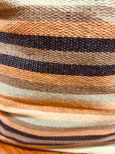 Blue Miami NWT Straw Bag SUPER BOHO Multicolor Stripe Beach/Pool/Shop tote bag Tan