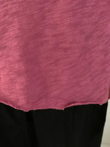 ATM Anthony Thomas Melillo Slub Jersey Long Sleeve V -Neck Tee Pink Gardenia