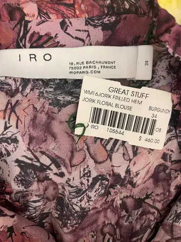 IRO NWT Paris Jorik Floral Blouse in Burgundy