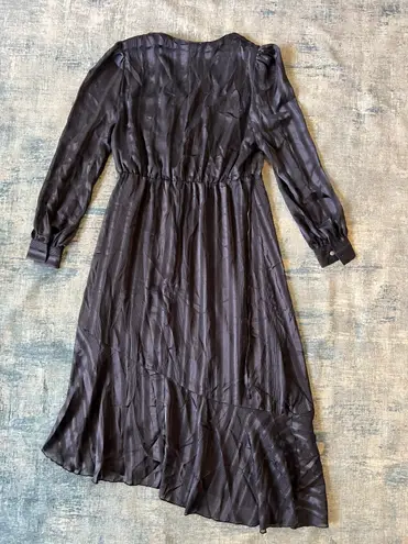 Adyson Parker Black Iris Indigo Stripe Long Sleeve Asymmetrical Hem Large