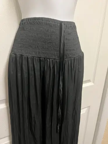 Hudson Gray Black Smocked Wide-Leg Pant