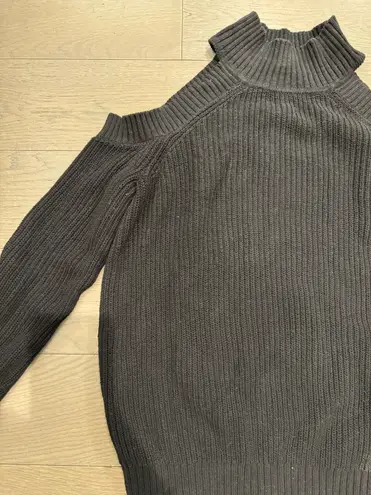 INC Black Shoulder Cut out Cotton Blend Chunky Sweater Turtleneck Medium