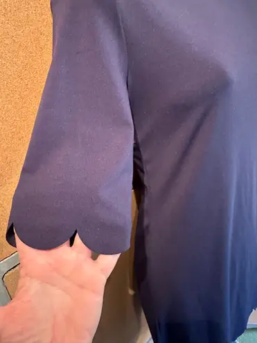 Balauoke Navy Scallop Hem Sheath Dress Women’s Small Half Sleeve Above Knee Blue