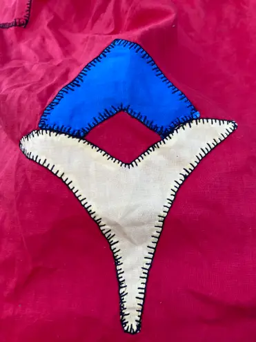 Vintage Handmade Red Yellow Appliqué Half Apron