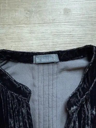 CP Shades Regina Crushed Velvet Pintucked Roll Tab Sleeves Rayon Silk Dress Sz S