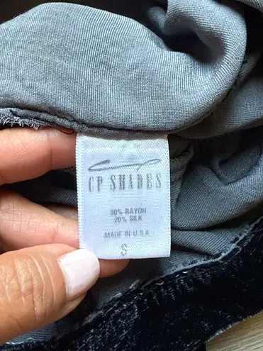 CP Shades Regina Crushed Velvet Pintucked Roll Tab Sleeves Rayon Silk Dress Sz S