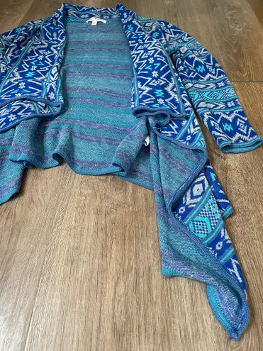 Say What? Say What aztec open front cardigan blue turquoise boho women’s size medium