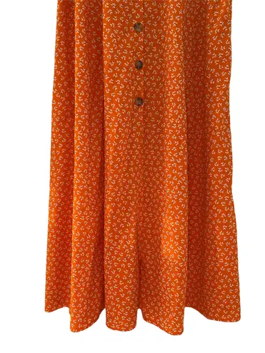 Cotton On Orange & White Spring Floral Button Down Maxi Dress sz S/P - Image 13