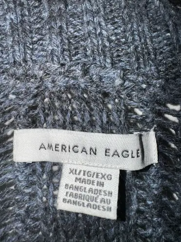 American Eagle Blue Patchwork Pattern Knit Sweater