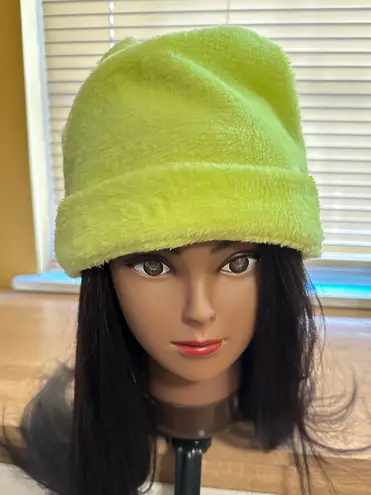 Handmade Lime Green Winter Knit Soft Fluffy Beanie Hat