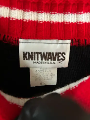 Vintage Knitwaves Christmas Sweater M/L Wreath & Bow Made in USA Multiple Size M