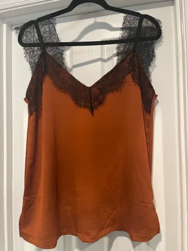 Orange And Black Lace Tank Size L