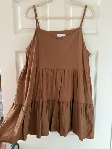 Oak + Fort Tiered Mini Dress - Russet Brown