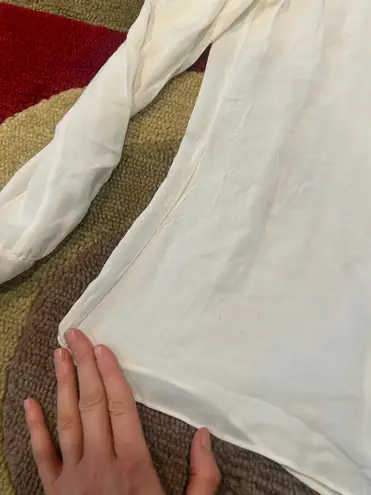 El Ganso Off White Tie Sleeve Sheer Thin Button Down Blouse Top Women’s Small