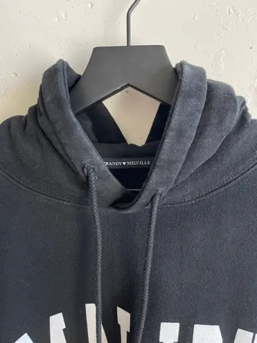 Brandy Melville Malibu Varsity Hoodie in Black