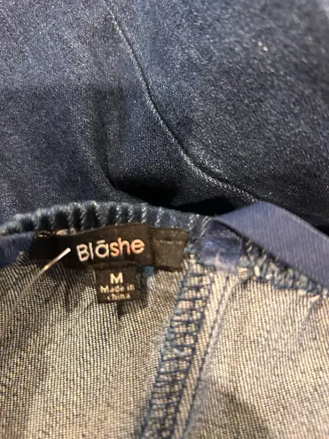 Blashe NWT VIRAL SEXY Blue Denim Fringe Rhinestone Jeweled Sleeveless Bodysuit M Size M