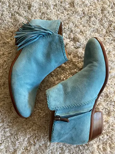 Sam Edelman Blue Suede Chunky Heel Bootie