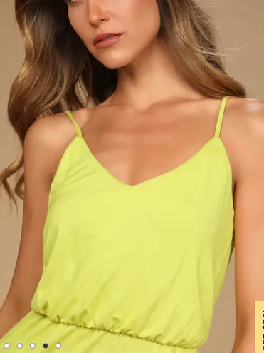 Lulus NWT Lulu’s Yellow Watch the Sunset Lime Green Maxi Dress XS