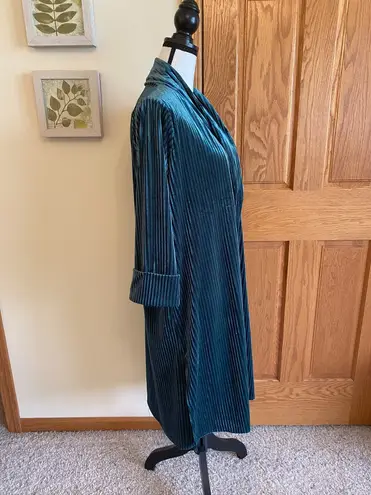 Ember Velvet Cardigan Green Women's Size L Long Sleeve Open Front Sweater