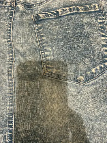 Tinseltown Crossover-Waist frayed hem Ripped Embellished Denim mini Skirt, 11