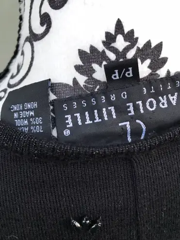 carole little Vintage 90s Beaded Tassel Little Black Sweater Knit Dress P/P