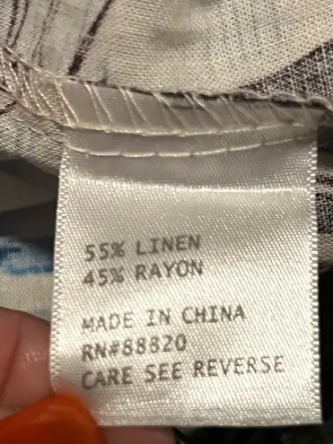 C&C California Womens large Linen Rayon Blend short sleeve cropped shirt