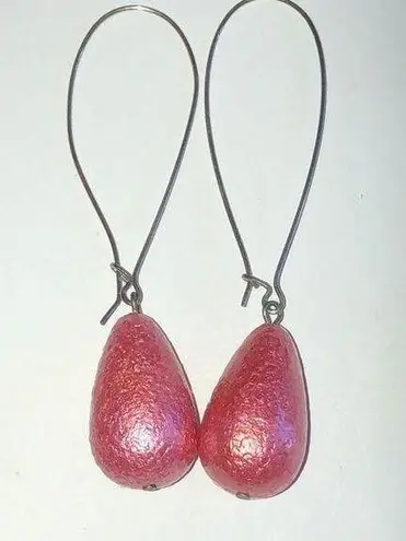 Pink Boho Dangling Teardrop Pierced Earrings - Image 1