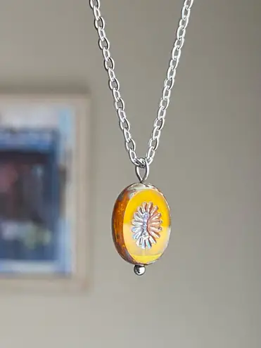 Handmade retro vintage chic whimsical style quality Czech glass bead simple necklace🧡