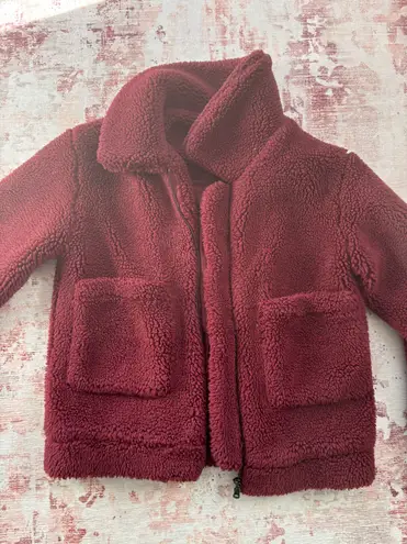 Elodie Burgundy Sherpa Jacket