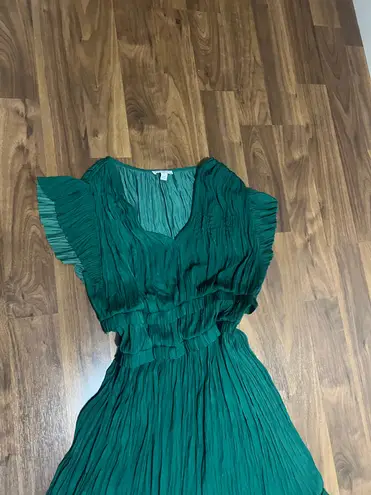 Current Air Anthropologie  emerald green short sleeve accordion midi dress L   - Image 17