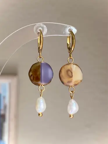 Handmade unique retro vintage fairy boho style dangle earrings w/ quality Czech glass beads💜