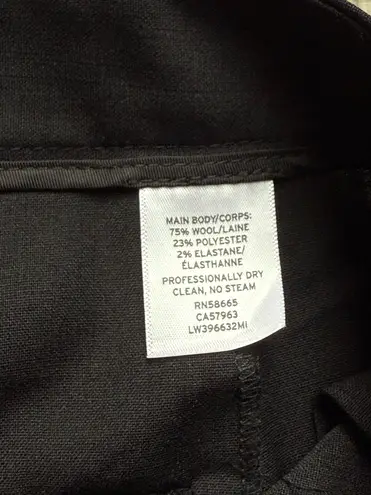 LEWIT Tuxedo Ankle Pants Wool Blend Straight Leg Side Satin Trim Size 16 Black