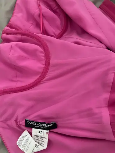 Dolce & Gabbana Pink Pleated Strapless Dress