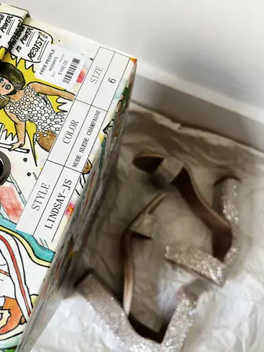 Free People Jeffery Campbell Lindsay heels rhinestone nude heels size 6